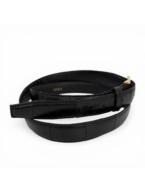Vintage 1990s Mens Genuine Eel Skin Black Dress Belt Size 38 Fits 34-36
